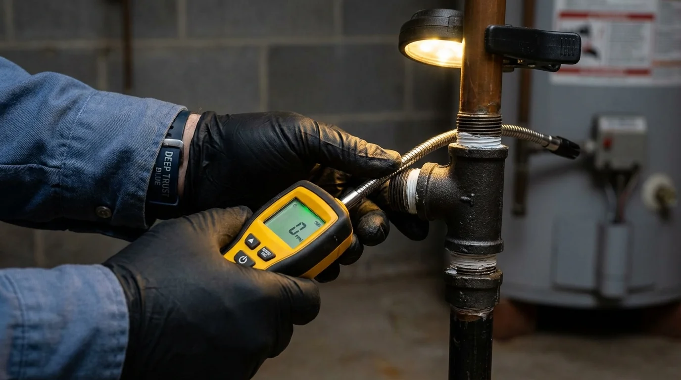 Gas leak detection with electronic sniffer by Johns Plumbing LLC in Fountain Green